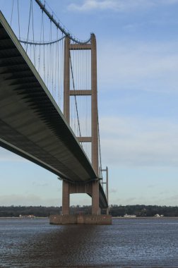 Humber Suspension Bridge, crossing the River Humber Estuary, Between North Lincolnshire and East Yorkshire, England, UK