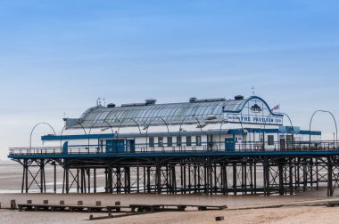 Cleethorpes, Lincolnshire, England, UK - November 1, 2013: Cleethorpes Pier, Lincolnshire, England, UK, built 1873, Original Length 1200 feet, now reduced to 335 feet, Seaside resort on the River Humber Estuary