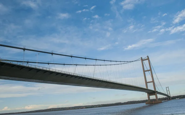 Humber Suspension Bridge, crossing the River Humber Estuary, Between North Lincolnshire and East Yorkshire, England, UK