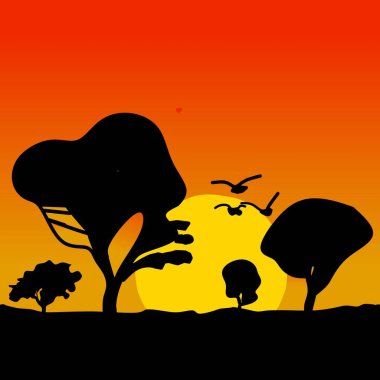 Ağaçtaki bir zürafanın silüetinin vektör çizimi