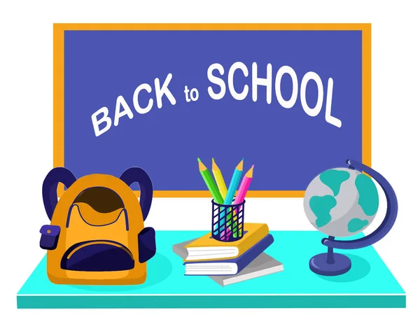 Back School Lettering Design School Board Inscription Happy First Day — Stock vektor