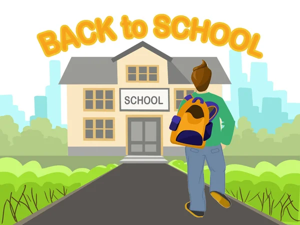 Teenager Going Back School Back School Vector Banner — 图库矢量图片