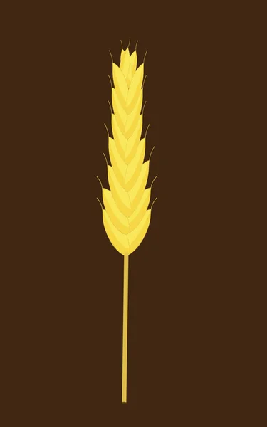 Spikelet Wheat Isolated Brown Background Vector Design Element Farming Bakery — Vetor de Stock