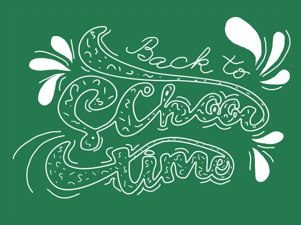 Okul zamanına geri dönelim. Yeşil arkaplanda el yazısı var. Tipografi ve baskı için tasarım ögesi