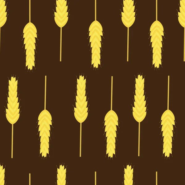 Seamless Pattern Wheat Ears Brown Background —  Vetores de Stock