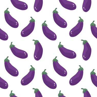 Eggplant seamless pattern. Vegetables template for wrapping paper, textile, fabric design, decoration for farm production