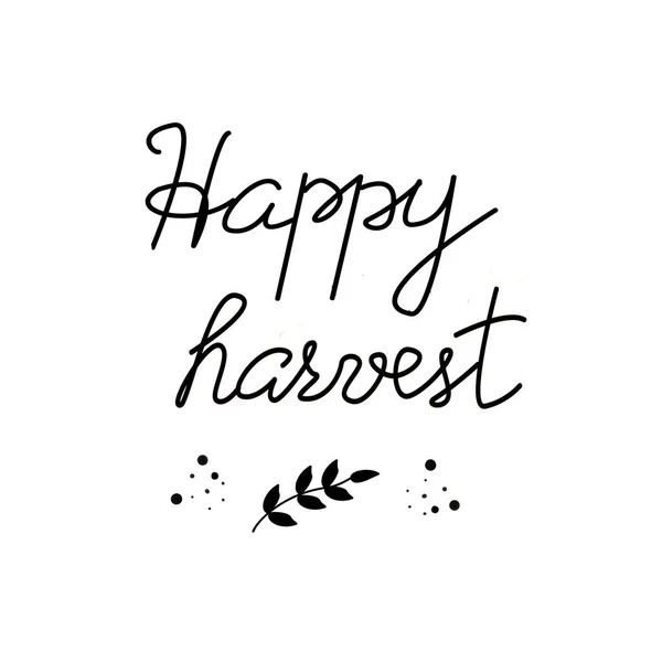 Happy harvest hand written lettering. Calligraphy inscription on white background. Calligraphic element design