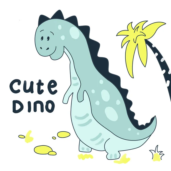 Cute dino print in cartoon style for kids goods, toys, clothes