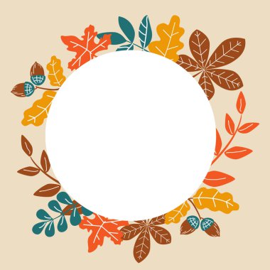 Sonbahar yaprakları çerçevesi. Reklam şablonu. Vektör illüstrasyonu