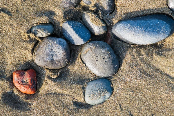 Galets Mer Sur Plage Sable Baigné Dans Lumière Après Midi — Photo