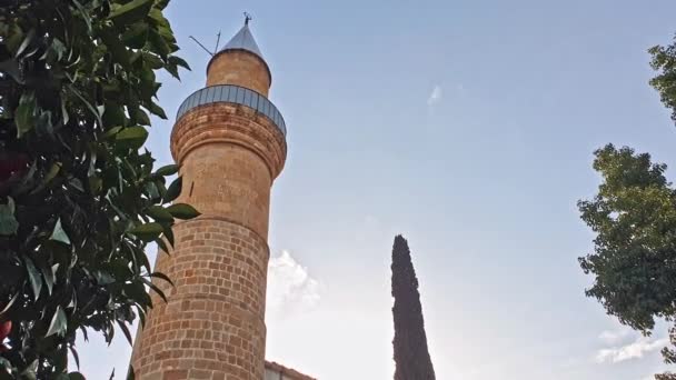 Taht Kale Moschee Hinter Einem Orangenbaum Alten Nikosia Zypern — Stockvideo