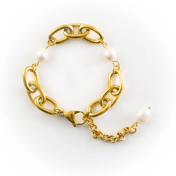 Fresh Water Pearl Bracelet White Background — Fotografia de Stock