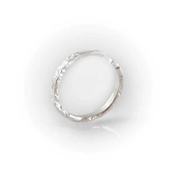 Close Irregular Adjustable Rotating Silver Ring Isolated White Background — Stockfoto