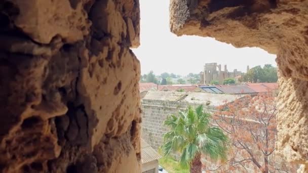 Pohled Středověkou Famagustu Věže Othello Katedrálou Mikuláše Mešita Lala Mustafa — Stock video