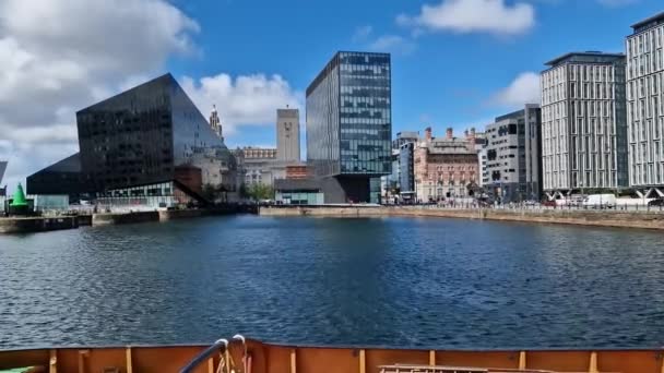 Modern Classic Architecture Liverpool Docks Port Liverpool Viewed Albert Dock — Stockvideo