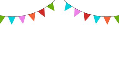 Banner with two flags garland. Carnaval, holiday or festive design element. Birthday, New Year, Christmas party background. Vector illustration