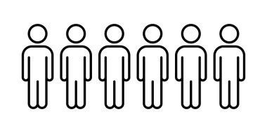 Bir grup insan vektör illüstrasyonu. Arka arkaya altı kişi. Özet biçimi