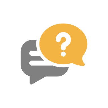 Tartışma, soru cevap baloncuğu ikonu. Taslak biçiminde vektör illüstrasyonu