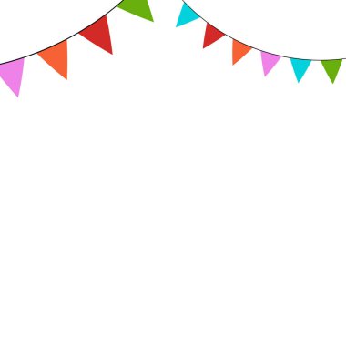 İki bayraklı çelenk. Büyük ve küçük bir çelenk. Karnaval, tatil ya da şenlik tasarım öğesi. Doğum günü, yeni yıl, Noel partisi geçmişi. Vektör illüstrasyonu