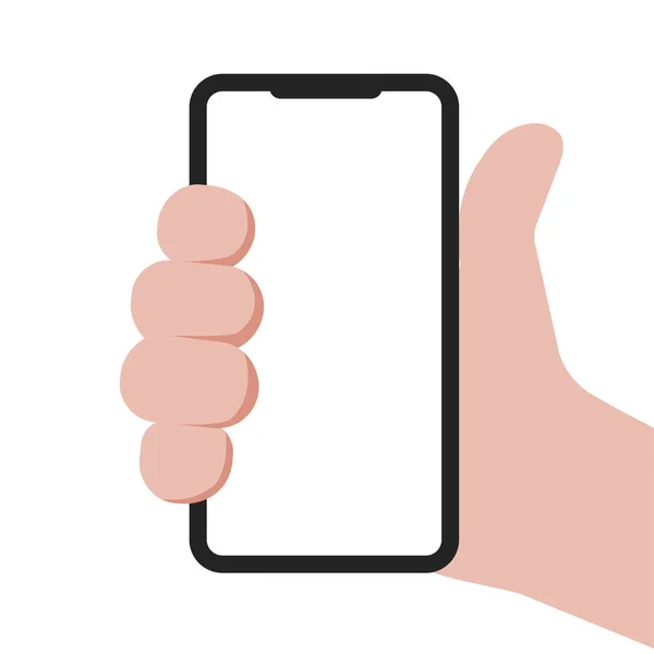 Mano Humana Sosteniendo Smartphone Plantilla Telefónica Ilustración Vectorial — Vector de stock