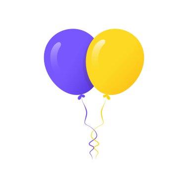 Çizgi film dizaynında iki balon, vektör çizimi beyaz arkaplanda izole edilmiş.