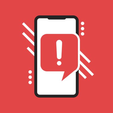 Telefon ekranındaki alarm uyarısı. Tasarım konsepti. Düz biçim üzerine vektör illüstrasyonu