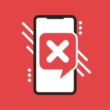Cross, akıllı telefon ekranındaki sembolü kaldır. Tasarım konsepti. Düz biçim üzerine vektör illüstrasyonu