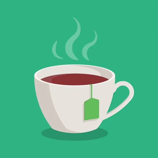 Белая Чашка Горячего Чая Чашка Изображением Иконки Чайного Пакетика — стоковый вектор