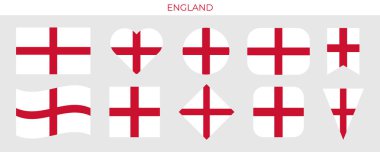 İngiltere bayrağı. Simge vektör çizimini ayarla. Tasarım şablonu