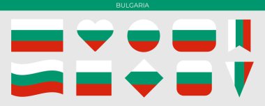 Bulgaristan bayrak ikonu vektör illüstrasyonunu ayarladı. Tasarım şablonu