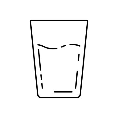 Bir bardak su. Taslak biçiminde vektör simgesi illüstrasyonu