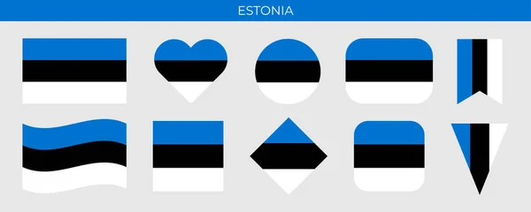 Bandera Estonia Icono Set Vector Ilustración Plantilla Diseño — Vector de stock