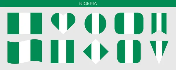 Nigeria Bandera Conjunto Icono Vector Ilustración — Vector de stock