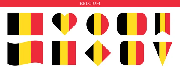 Bandera Bélgica Conjunto Icono Vector Ilustración — Vector de stock