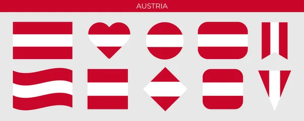 Bandera Austria Icono Set Vector Ilustración Plantilla Diseño — Vector de stock