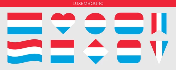 Bandera Luxemburgo Icono Set Vector Ilustración Plantilla Diseño — Vector de stock