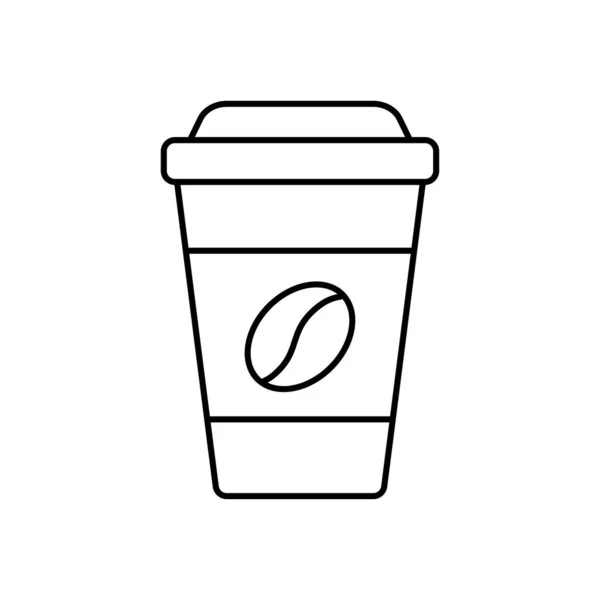 Disposable Coffee Cup Icon Vector Illustration Outline Style — Stock Vector