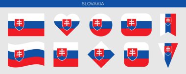 Slovakya bayrağı. Simge vektör çizimini ayarla. Tasarım şablonu