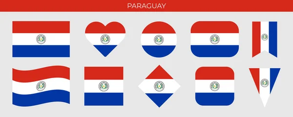 Bandera Paraguay Icono Set Vector Ilustración Plantilla Diseño — Vector de stock