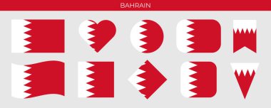 Bahrain flag set. Vector illustration isolated on white background
