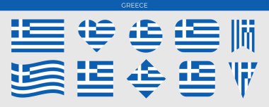 Greece flag set. Vector illustration isolated on white background