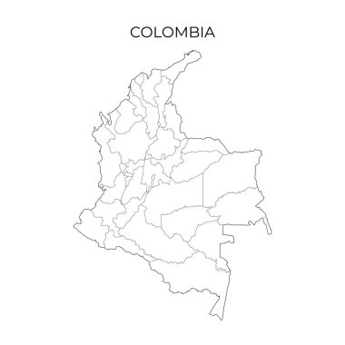 Colombia administrative division map. Regions of Colombia. Vector illustration in outline style