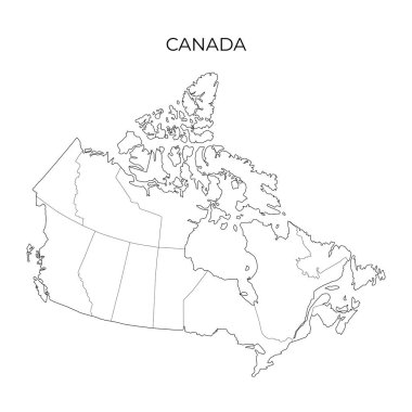 Canada administrative division map. Vector illustration in outline style clipart