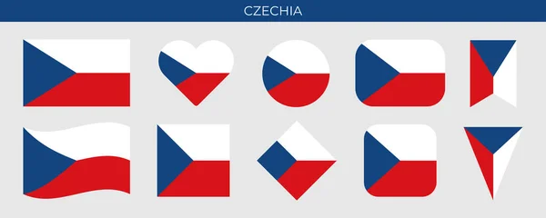 Bandera Chequia Activada Ilustración Vectorial Aislada Sobre Fondo Blanco — Vector de stock