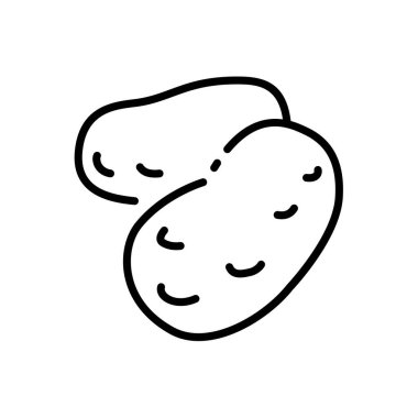 Ana hatlarıyla patates ikonu vektör çizimi. Sebze işareti.