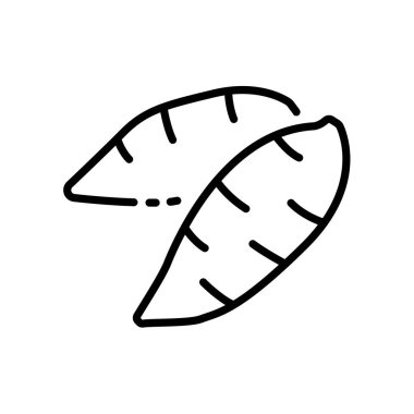 Ana hatlarıyla tatlı patates ikonu vektör çizimi. Sebze işareti.