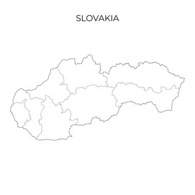 Slovakya idari bölüm haritası. Taslak biçiminde vektör illüstrasyonu