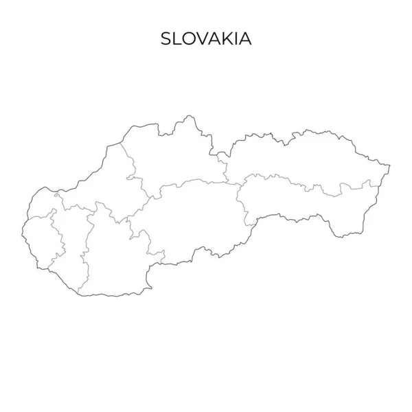 Slovakia Administrative Division Map Vector Illustration Outline Style — стоковый вектор