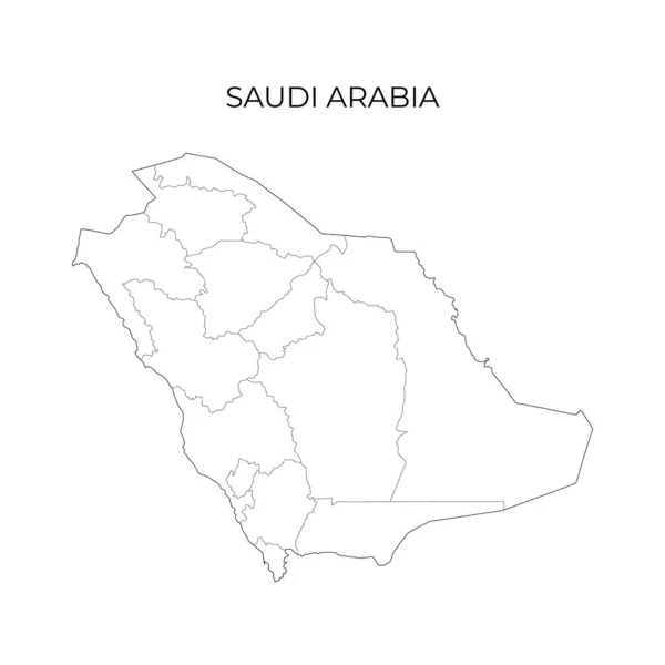 Saudi Arabia Administrative Division Map Vector Illustration Outline Style — стоковый вектор
