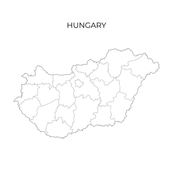 Hungary Administrative Division Map Vector Illustration Outline Style — стоковый вектор